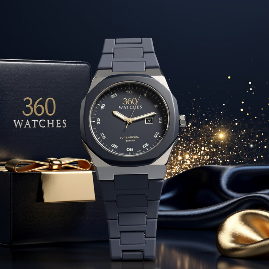 Black Minimalist Analog Wrist Aura Watch With Stainless Steel Strap And Butterfly Lock Non Waterproof